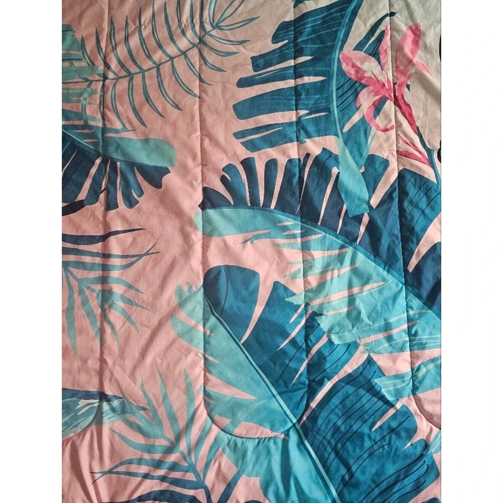 Disney Stitch Twin XL Reversible Comforter Tropical Hawaiian Blue Pink Bedding
